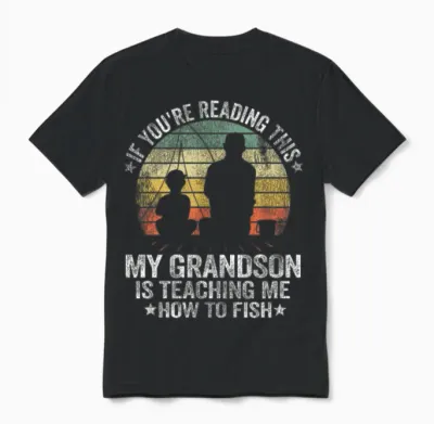 Funny Fishing Buddy Grandpa Grandson Gift Idea Unisex T-Shirt - Black