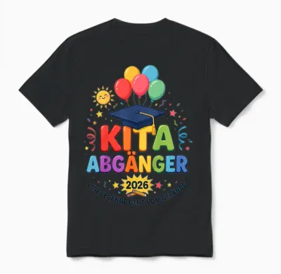Kinder Tschüss Kindergarten Hallo Schule Kita Abgänger 2026 Legende Unisex T-Shirt - Black