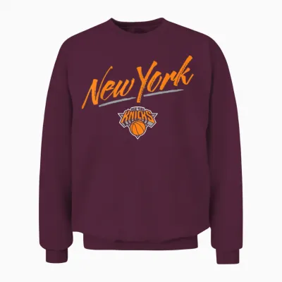 Nba - New York Knicks Markerskript Unisex Sweatshirt - Maroon