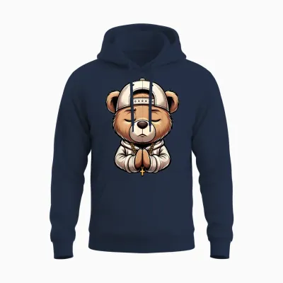 Prière Hip Hop Ours En Peluche Prière Chrétien Streetwear Prière Unisex Hoodie - Navy
