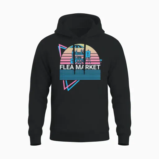 Flea Market Retro Unisex Hoodie - Black