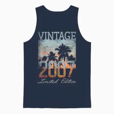 Vintage 2007 Limited Edition 18th Birthday 18 Year Old Gifts Unisex Tank Top - Navy