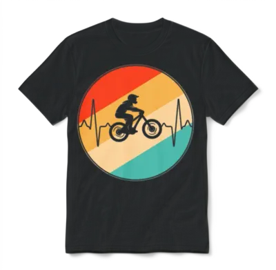 Mountainbike Retro Heartbeat Unisex T-Shirt - Black
