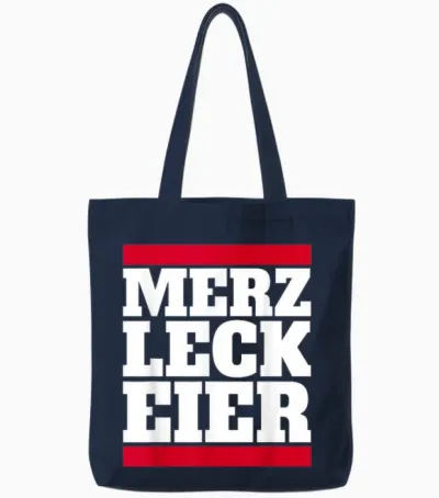 Merz Leck Eier Design Lustig Politik Deutschland Statement Tote Bags - Navy