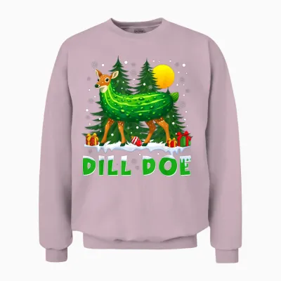 Dill Doe Pickle Funny Inappropriate Christmas Adult Humor Unisex Sweatshirt - Light Pink