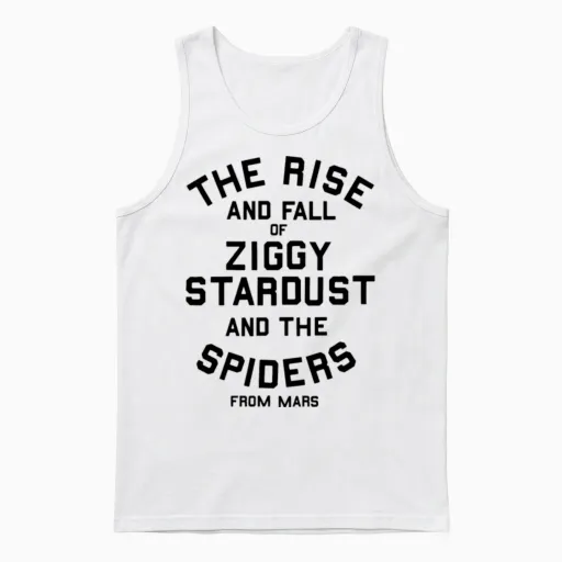 David Bowie Ziggy Stardust Black Print Unisex Tank Top in White