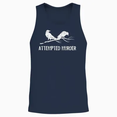 Crows Attempted Murder Funny Crow Meme Bird 1bk2 Unisex Tank Top - Navy