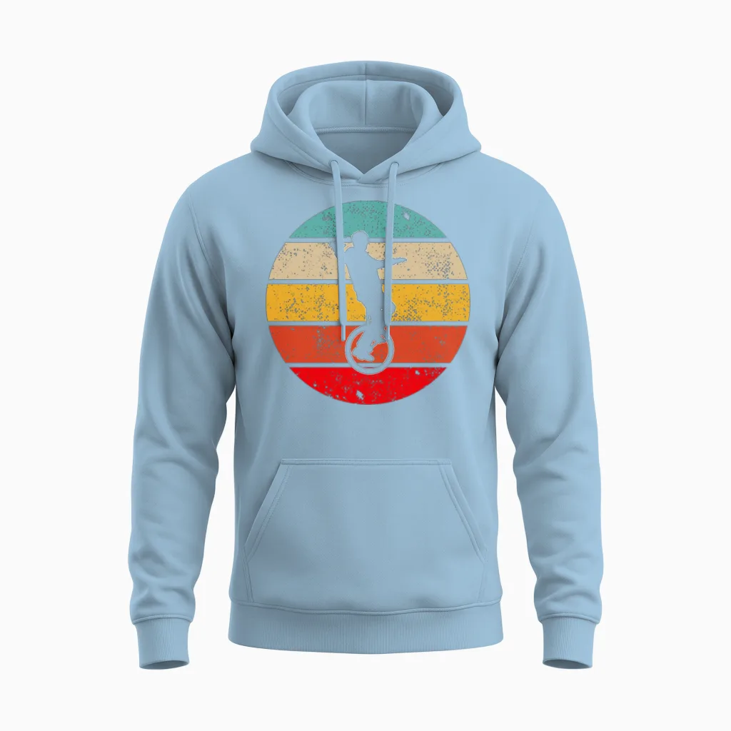 Unicycle Retro Unisex Hoodie in Light Blue