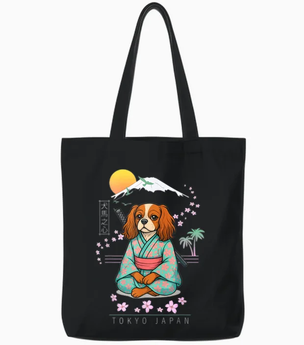 Cavalier King Charles Spaniel Tote Bags in Black