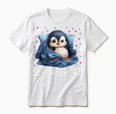 Penguin Official Sleep Shirt Cute Penguin Pyjamas T-Shirt, Black Unisex T-Shirt - White