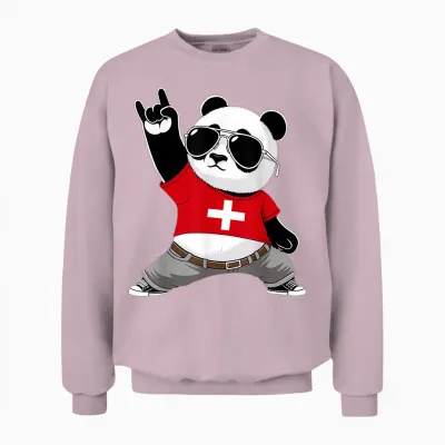 Swiss Flag Men Women Children Switzerland Unisex Sweatshirt - Light Pink