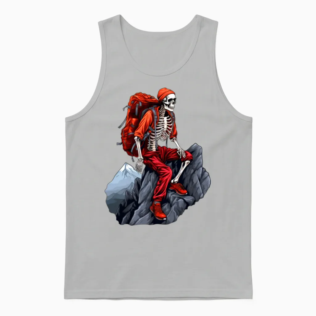 Skeletons Mountaineer / Hiking Skeleton Unisex Tank Top in Ash