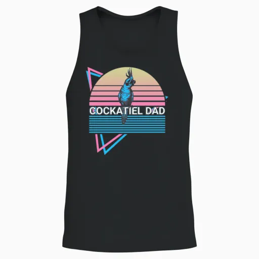 Cockatiel Dad Parrot Retro Unisex Tank Top - Black