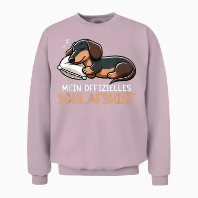 Official Dachshund Dog Sleep Shirt Funny Dachshund Dog T-Shirt, Black Unisex Sweatshirt - Light Pink
