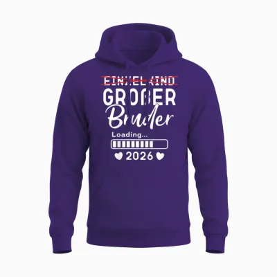 Children's Single Child Big Brother 2026 Ich Werde Großer Bruder 2026 T-Shirt, Black Unisex Hoodie - Purple