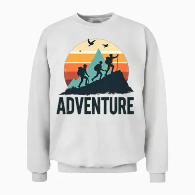 Hiking Adventure Silhouette Design Unisex Sweatshirt - White