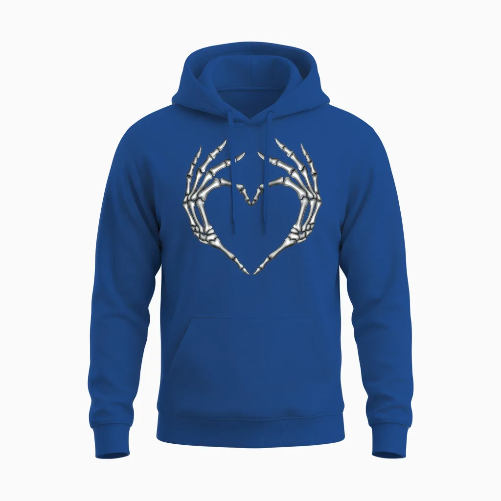 Skeleton Hands Heart Valentine Halloween Costume Unisex Hoodie in Royal