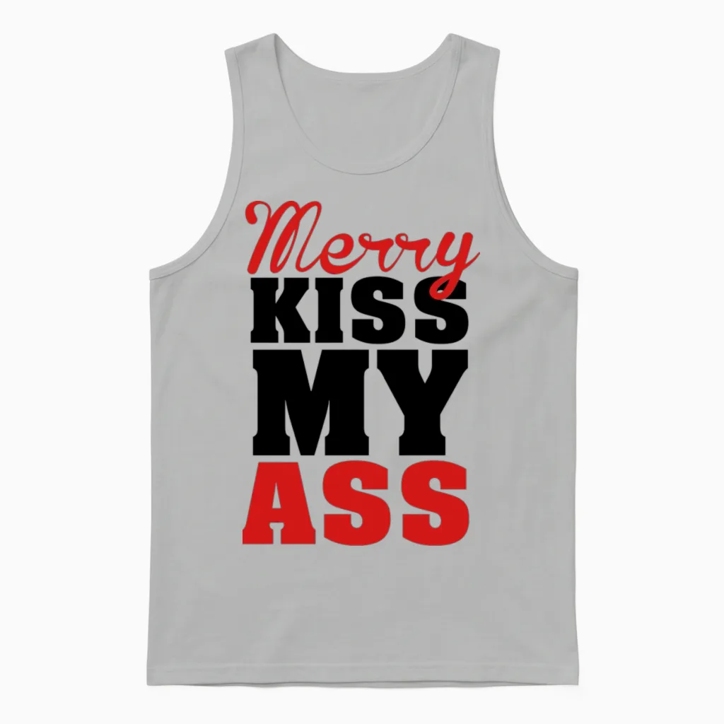 Merry Kiss My Ass Unisex Tank Top in Ash