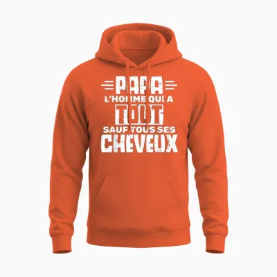 Papa the Man Who Has Everything but All His Hair Baldness Unisex Hoodie - Orange