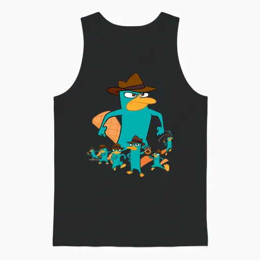 Disney Phineas and Ferb Perry the Platypus Agent P Poses Unisex Tank Top - Black