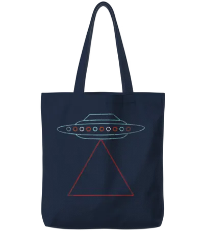 Retro Ufo Tote Bags - Navy