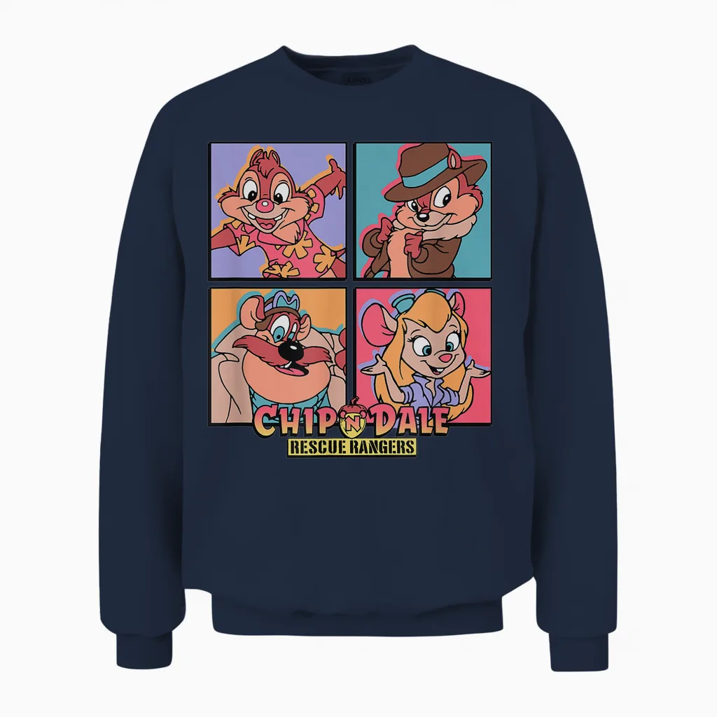 Disney Chip 'n' Dale Rescue Rangers Character Panels Unisex Sweatshirt in Navy