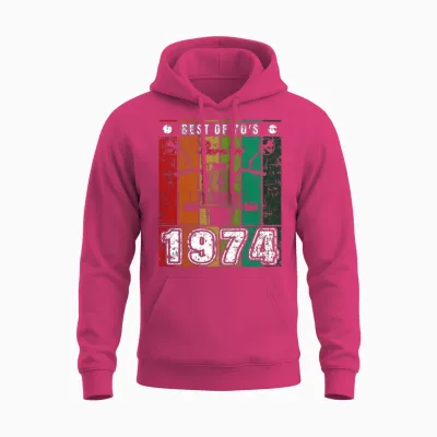 Best of 70's Born in 1974 Classic Motorcycle Unisex Hoodie - Heliconia
