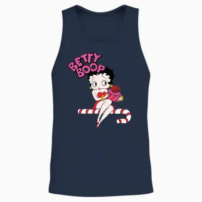 Candy Cane Graphic T-Shirt Papl3165 Unisex Tank Top - Navy