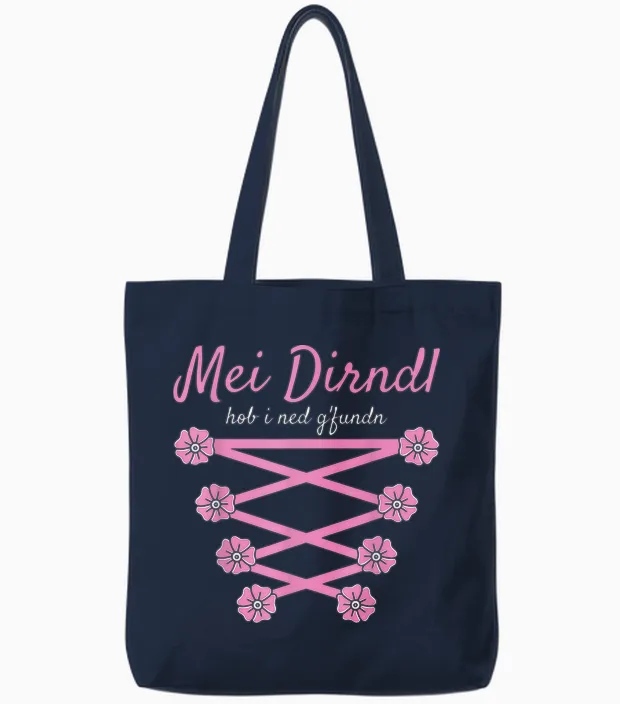 Volksfest Blouse Mei Dirndl Hob I Ned G'fundn Replacement Dirndl T-Shirt, Black Tote Bags in Navy