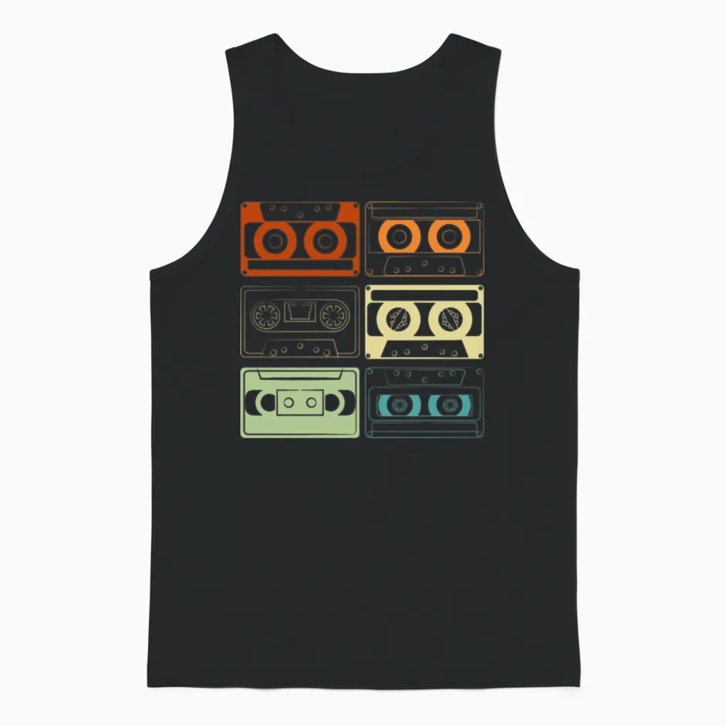 Retro Mixtape Cassettes Vintage Unisex Tank Top - Black