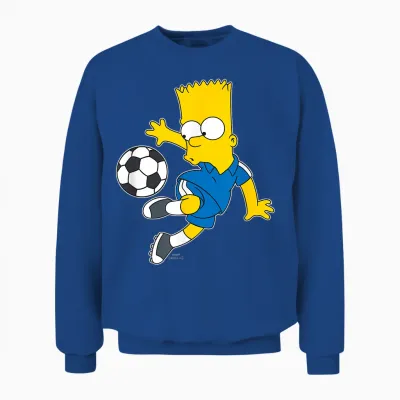 The Simpsons Bart Simpson Soccer Ball Kick Up Unisex Sweatshirt - Royal