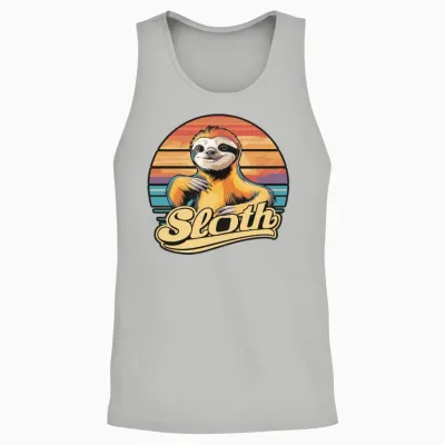 Funny Sloth Retro Vintage Unisex Tank Top - Ash