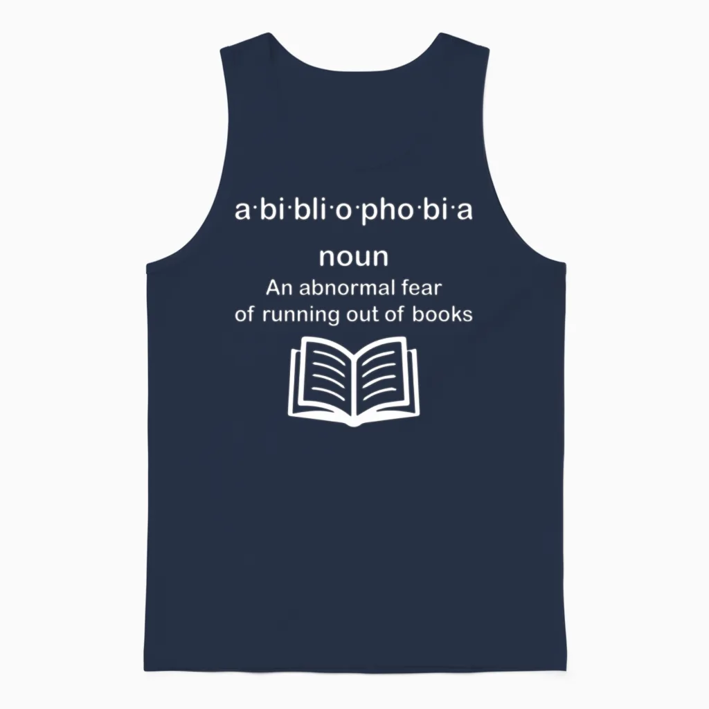 Bibliophobia Reading for Book Unisex Tank Top in Navy