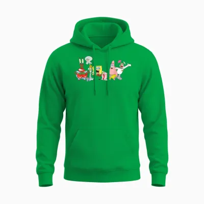 Sponge Bob Cast Group Unisex Hoodie - Irish Green