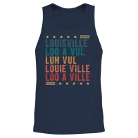 Retro Style Louisville Kentucky Skyline Unisex Tank Top - Navy – 2