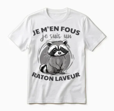 Je M'en Fous Je Suis Un Raccoon - Cute Raccoon Unisex T-Shirt - White