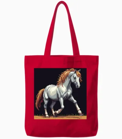A Pixel Art of a Horse Tote Bags - Red