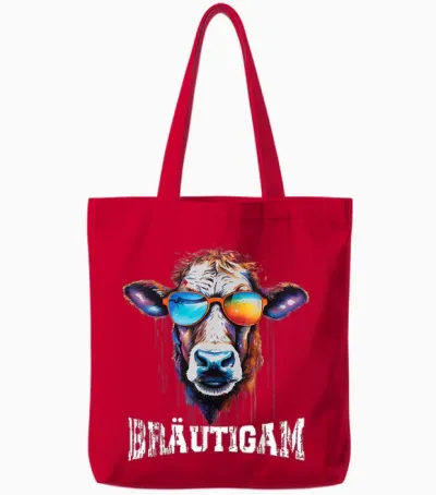 Jga T-Shirt Bräutigam Kuh Bauern & Landwirt Poltern Jga Tote Bags - Red