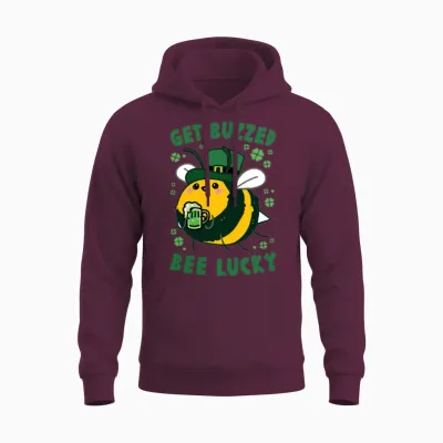 Get Buzzed Bee Lucky Unisex Hoodie - Maroon