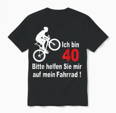 40. Geburtstag Mann Geschenk Lustig Fahrrad Unisex T-Shirt - Black