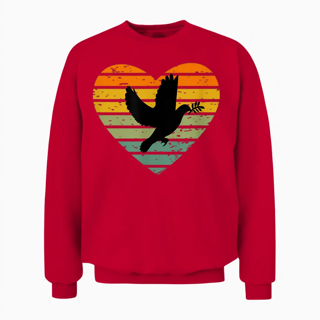 T-Shirt with "i Love Peace Symbol Freedom World Peace Dove of Peace Unisex Sweatshirt in Red