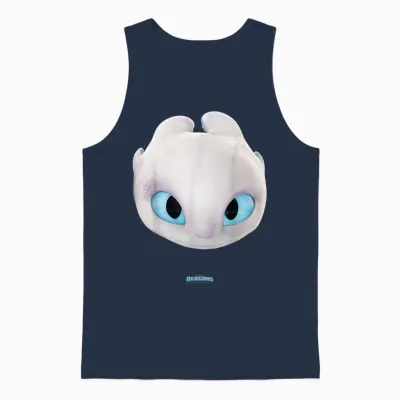 Dreamworks Dragons Light Fury Big Face Costume 3d T-Shirt, White Unisex Tank Top - Navy