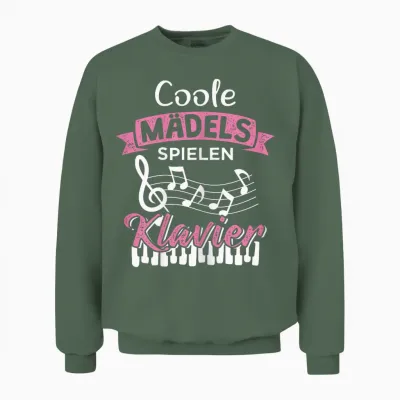 Coole Mädels Spielen Klavier Unisex Sweatshirt - Military Green