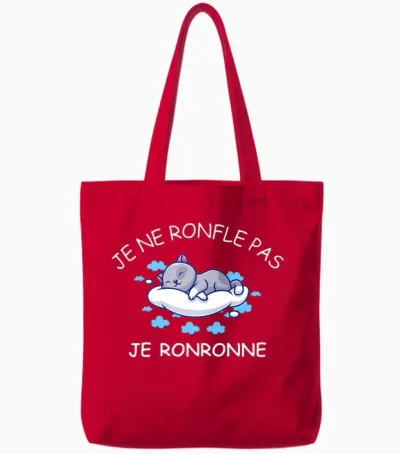 Je Ne Pas Snoring Cat Pyjama Man Grandpa Snorer Long Sleeve, Black, S Tote Bags - Red