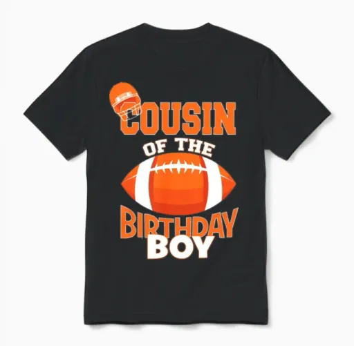 Cousin of the Birthday Boy American Football Kid P Unisex T-Shirt in Black