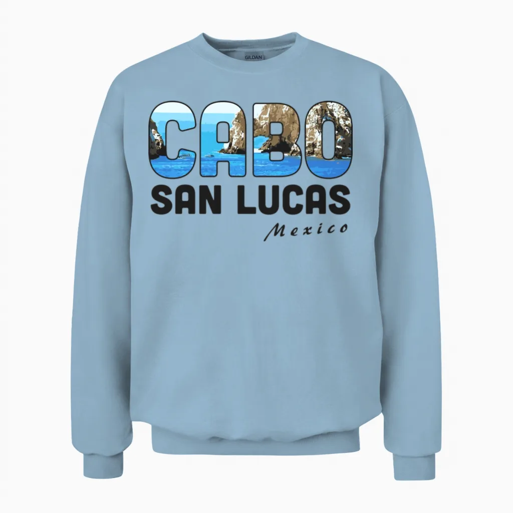 Cabo San Lucas Mexico Baja Beach Cliffs Water Swim Unisex Sweatshirt in Light Blue