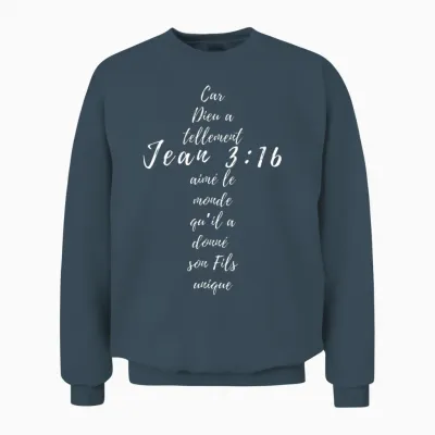 Jean 3 16 Croix Chrétienne Cadeaux Religion Verset Bible T-Shirt Haut De Gamme Unisex Sweatshirt - Dark Heather