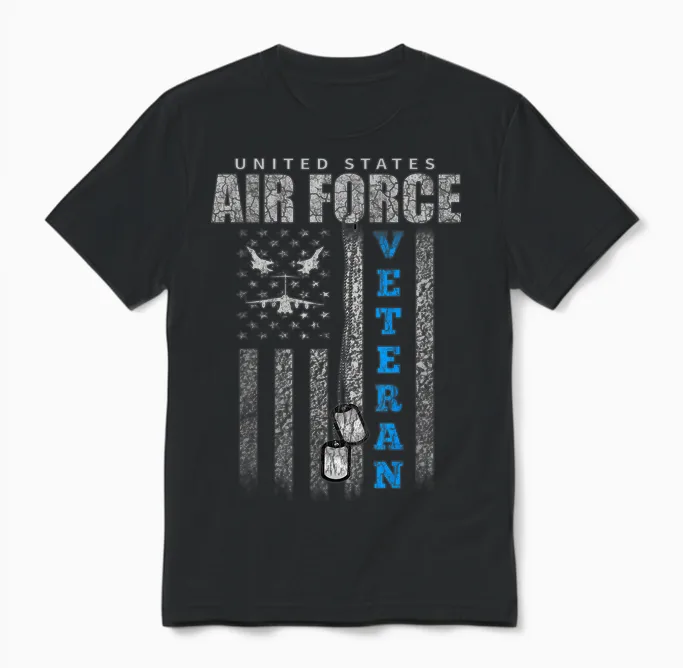 Veteran of the Us Air Force Usa Flag Veterans Unisex T-Shirt in Black