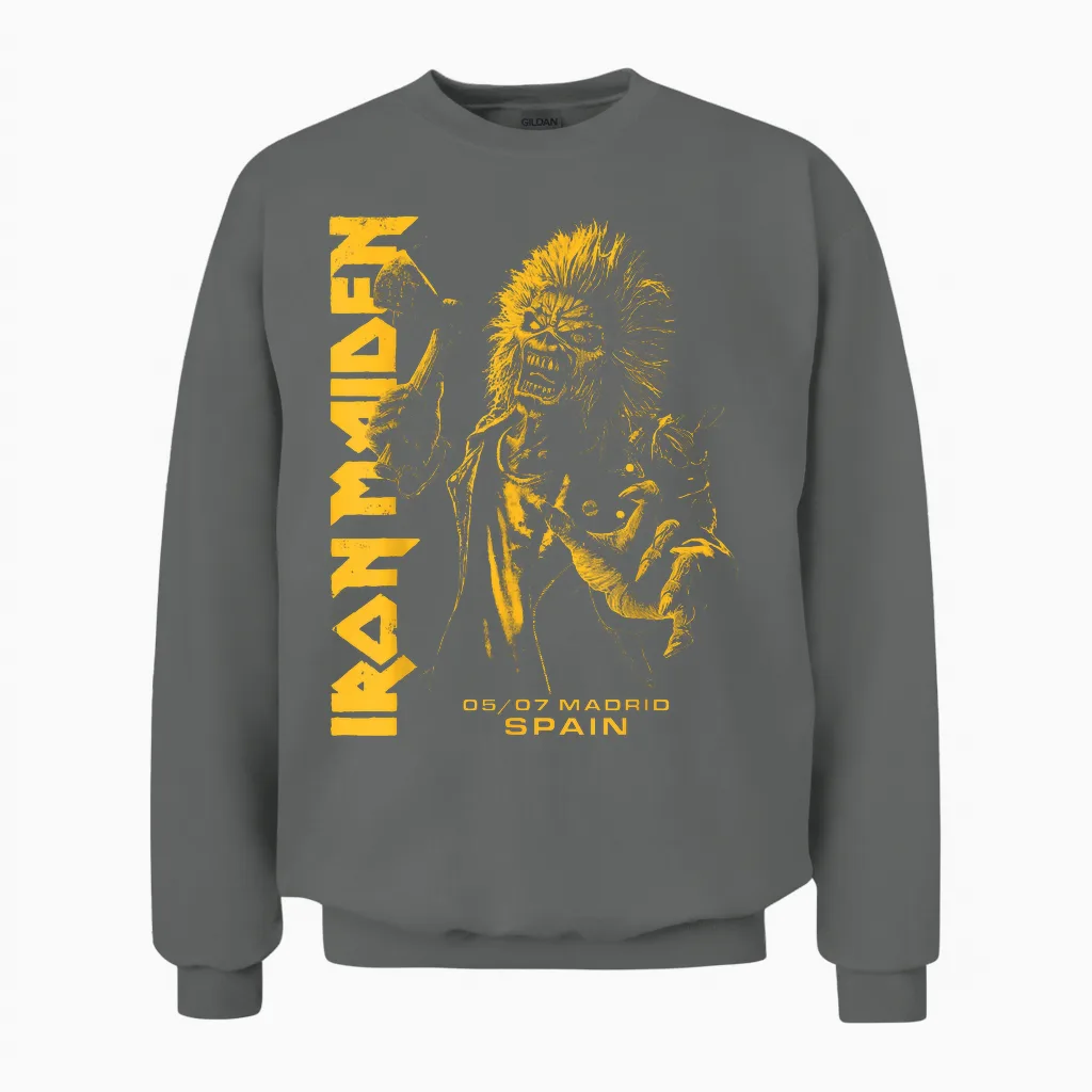 Iron Maiden - Run for Your Lives Tour Madrid Unisex Sweatshirt in Graphite Heather