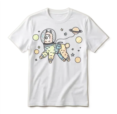 Astronaut Llama in Space – Funny Cosmic Animal Unisex T-Shirt - White